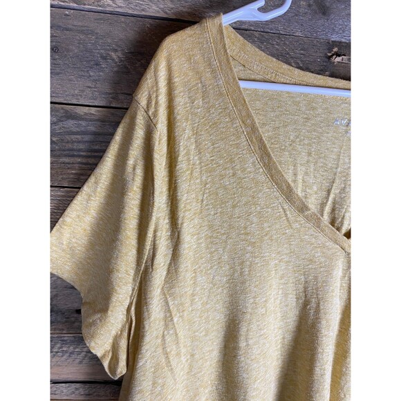 AVA & VIV Women's Yellow 3X V-Neck Short Sleeve Top Cotton Blend - Picture 2 of 10